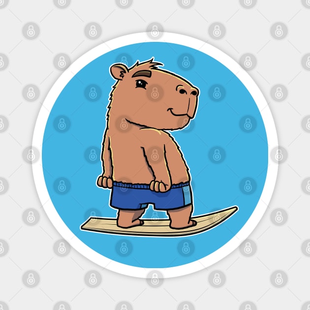 Capybara Surfer Boy Surfing Magnet by capydays